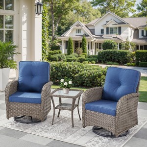 Gymojoy Outdoor Patio Wicker Swivel Chair Glider Chair Table with Removable Cushions - 1 of 4