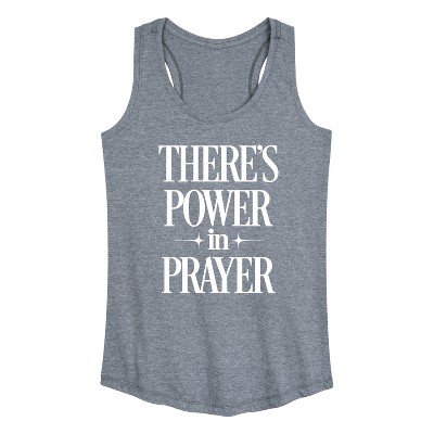 Women's - Instant Message - There's Power In Prayer Graphic Racerback Tank