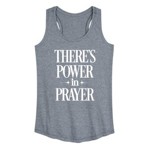 Women's - Instant Message - There's Power In Prayer Graphic Racerback Tank - 1 of 4