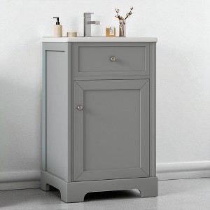 20-Inch Bathroom Vanity with Sink, Freestanding Cabinet with Soft-Close Door, Adjustable Shelf, and Ceramic Basin,Storage Vanity - 1 of 4