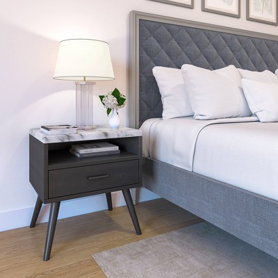 Maddox Mid-Century Modern Marble Top Nightstand - Eco Dream