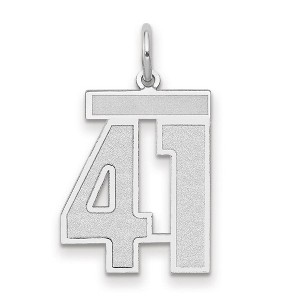 Black Bow Jewelry 14k White Gold, Jersey Collection, Medium Number 41 Pendant - 1 of 3