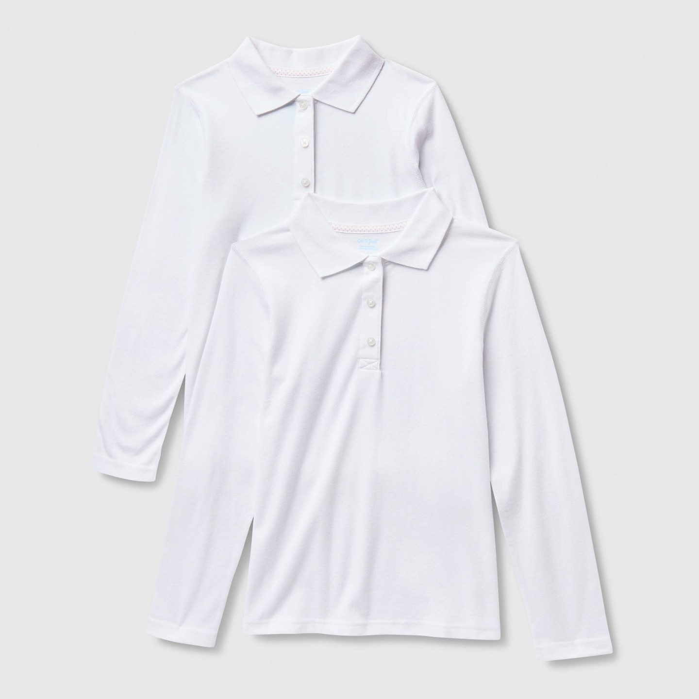 Поло Cat & Jack 2pk Adaptive Long Sleeve Uniform Polo Shirts для девочек, цвет: Белый — фото 1