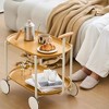 NAYSAYE Modern Dolly Double Layer Rolling Storage Cart Coffee Table Organizer for Living Room, Ginger, 15.75"*22.83"*27.56" - 4 of 4