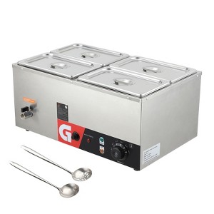 Commercial Food Warmer,1200W Electric Steam Table, Professional Countertop Stainless Steel Buffet Bain Marie,86-185°F Temp Control - 1 of 4