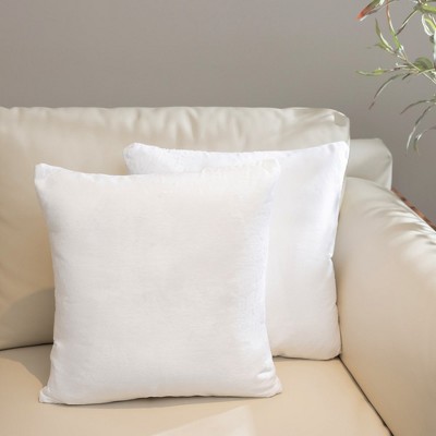 Cheer Collection White Velour 18" x 18" Throw Pillows Set