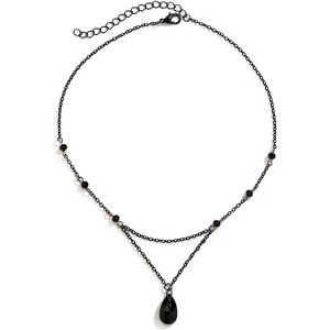 Gothic Y-Drop Necklace - Black Red Crystal Teardrop Choker, Punk Vintage Jewelry - 1 of 4