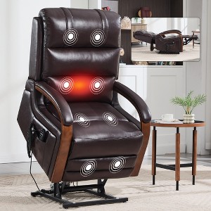 ChicFurnit Living Room Chair Arm Accent Chair Chenille / Leatheraire Power Lift Recliner with Massage Heat Dual Motor Elder Chair for Living Room - 1 of 4