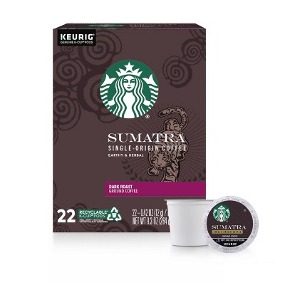 Starbucks Dark Roast K-Cup Coffee Pods — Sumatra for Keurig Brewers — 1 box (22 pods)