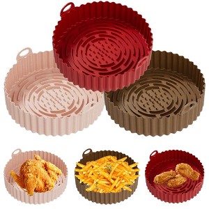 Silicone Air Fryer Bowl,Reusable,Air Fryer Oven Accessories,Replacement for Flammable Parchment Liner Paper, (DIAM. 8.1" H:2" Handle H:2.8") - 1 of 4