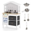 Safstar Kids Play Kitchen w/2 Stoves, Rotation Knobs, Faucet, Sink, Dishwasher, Drawers - 2 of 4