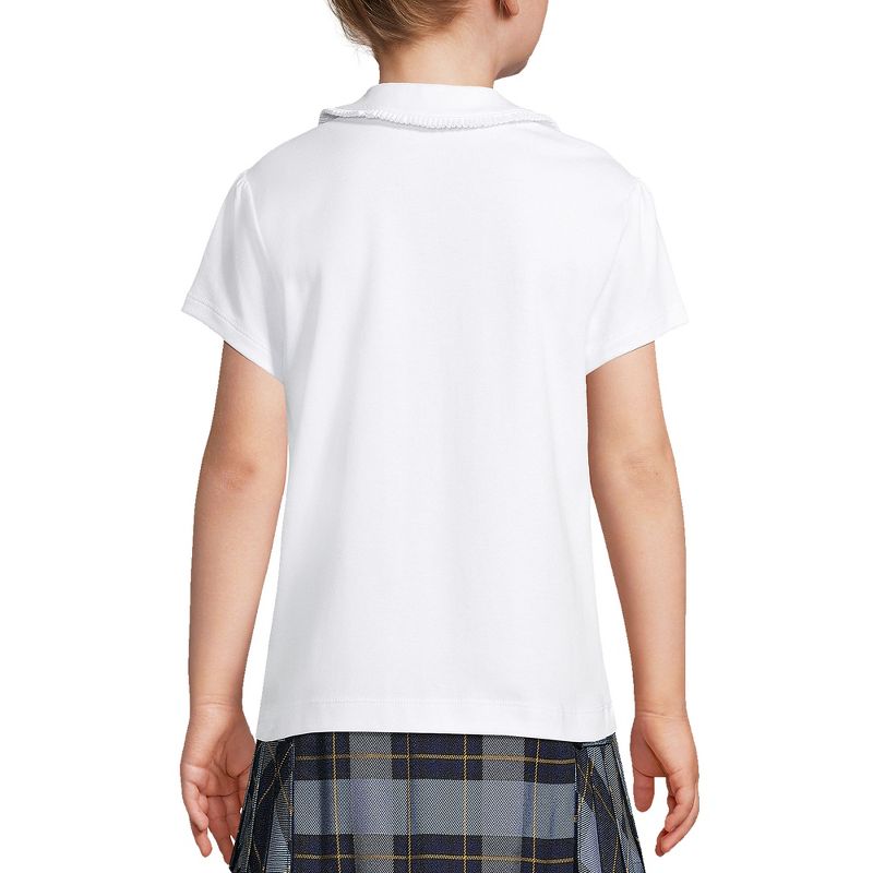 Lands' End Kids Short Sleeve Ruffled Peter Pan Collar Knit Shirt, 4 of 6