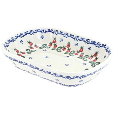 Blue Rose Polish Pottery Strawberry Fields Olive Dish