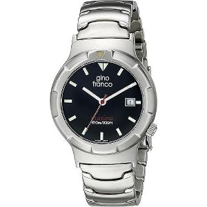Gino Franco Men's  Marina Round Black Dial Stainless Steel Bracelet Watch - 1 of 2