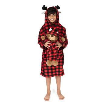 Leveret Girls and Doll Fleece Hooded Robe Moose 12 Year