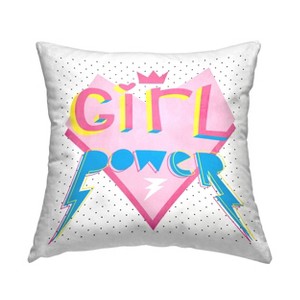 1pc 18"x18" Stupell Industries Girl Power Retro Heart Square Kids' Throw Pillow Pink - 1 of 4
