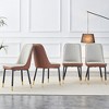 Gulches Set of 4 Modern Dual-Tone Dining Chairs,Gray and Brown PU Leather Backrest, Black Metal Legs, Thick Cushions for Kitchen, Bedroom, Office - 2 of 4