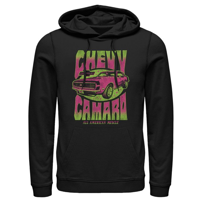 Men's General Motors Retro Pink and Green Chevy Camaro Pull Over Hoodie, 1 of 5