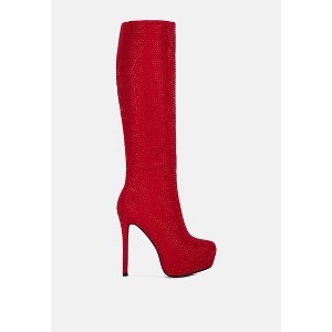 Nebula Rhinestone Embellished Stiletto Calf Boots Women - 1 of 4