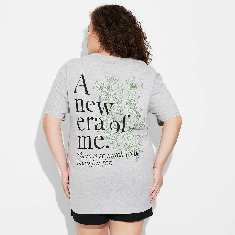 Women's Take Care of Each Other Oversized Short Sleeve Graphic T-Shirt - Heather Gray, 2 of 4