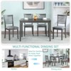 MAYEERTY 5-Piece Modern Dining Set, Rectangular Wooden Table 4 Upholstered Chairs, Kitchen Dining Room, Gray - 3 of 4