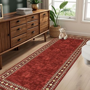 Bordered Machine Washable Area Rugs, Area Rugs for Bedroom, Soft Lightweight Non Slip Indoor Carpet, Living Room Rug - 1 of 4