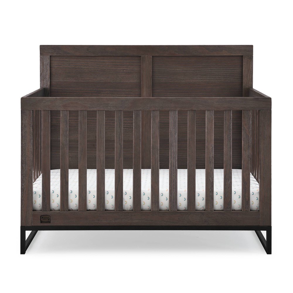 Photos - Kids Furniture Simmons Kids' Foundry 6-in-1 Convertible Baby Crib - Rustic Gray/Matte Bla 