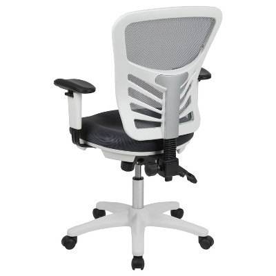 Ergonomic Mid-Back Mesh Executive Chair with Swivel & Adjustable Arms in Gray and White