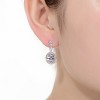 Guili Sophisticated Sterling Silver with Rhodium Plated Clear Oval and Round Cubic Zirconia Halo Drop Earrings Refined and Elegant Design - 2 of 3
