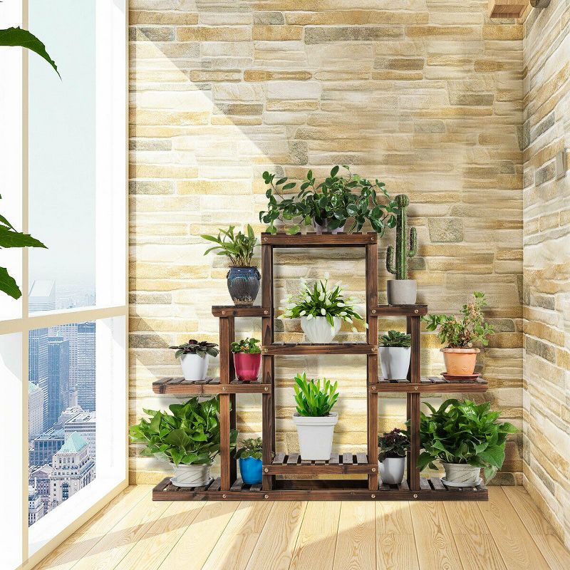 Costway 6-Tier Flower Wood Stand Plant Display Rack Multifunctional Storage Shelf, 3 of 13
