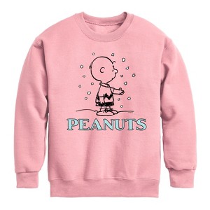 Boys' - Peanuts - Charlie Snow Graphic Long Sleeve Fleece Sweatshirt - 1 of 4
