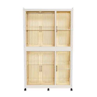 LIVAREEmlen Portable Wardrobe Closet Storage Organizer for Clothes,Clothes Dresser,6 Magnetic Doors-6 Cubes & 2 Hanging Rod,6 pcs hangers,White