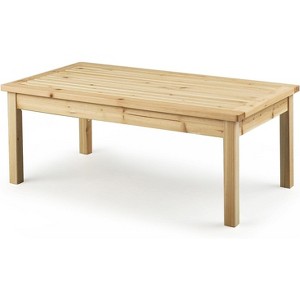 VINGLI Solid Wood Patio Coffee Table, Outdoor Garden Tea Table for Porch Balcony Yard, 44.09" Long Rustic End Table, ALL-Weather Wooden Console Table - 1 of 4