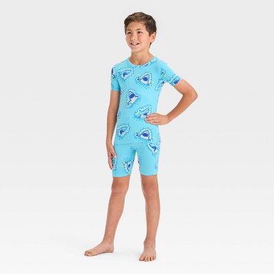 Boys' 2pc Sharks Tight Fit Knit Sweater Pajama Set - Cat & Jack™ Blue 4: Recycled Polyester, Elastic Waistband