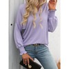Women's V-Neck T-Shirt Ruffle Cuff Drop Shoulder Long Sleeve Top - 4 of 4
