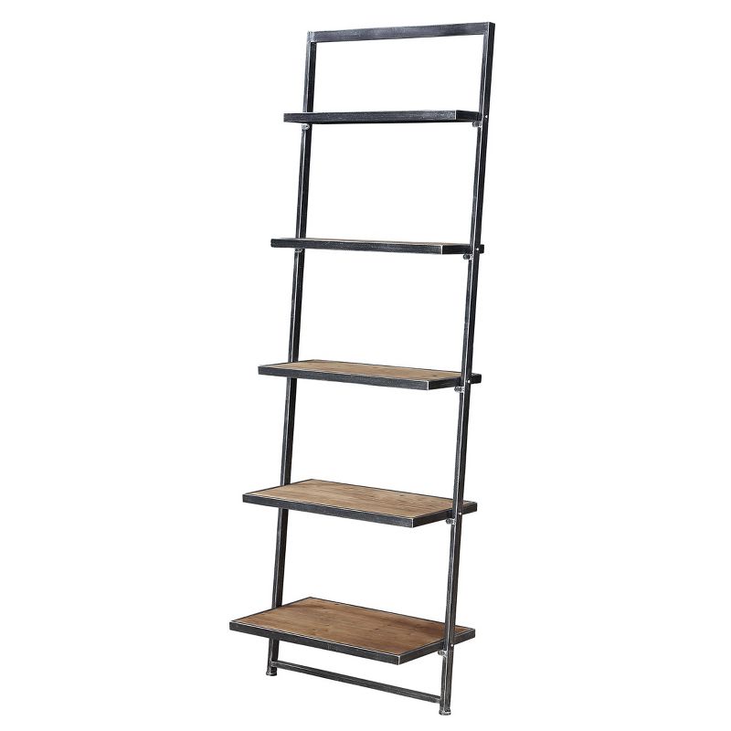 72.25&#34; Laredo 5 Tier Ladder Bookcase/shelf Natural/Antique Black - Breighton Home, 5 of 8