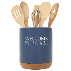Elanze Designs This Is A Bad Place For A Diet Ceramic Cork Bottom Navy Blue Large Capacity Utensil Holder Crock for Countertop Storage, Stylish & - 1 of 4