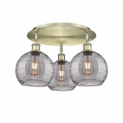 Athens Deco Swirl - 3 Light Flush Mount In Industrial Style-10.38 Inches Tall and 19.75 Inches Wide