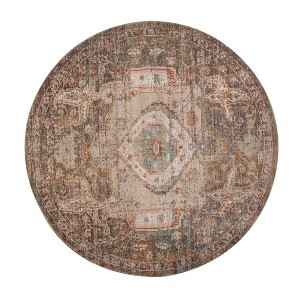 Beige Gray and Taupe Medallion Power Loom Area Rug - 1 of 3