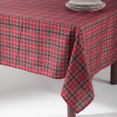 Saro Lifestyle Plaid Design Tablecloth, 72"x72", Red