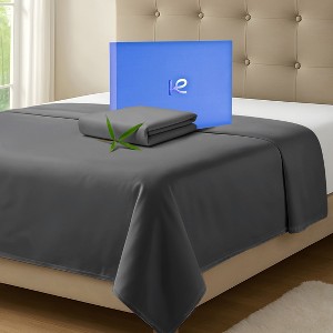 300 Thread Count 100% Organic Bamboo Viscose Flat Sheet Only, Extra Wide, Cooling & Breathable, Double Stitching, Bedding Sheet - 1 of 4