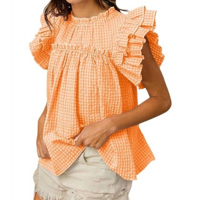 Women's Crinkle Gingham Top - BiBi