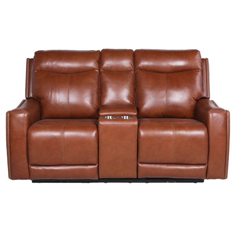 Natalia Power Loveseat Console Recliner Caramel Leather - Steve Silver Co., 3 of 19