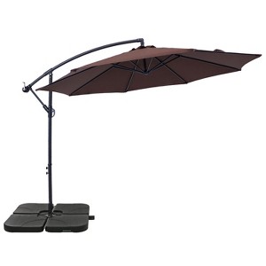 Sunnydaze Outdoor Steel Offset Cantilever Pool Patio Umbrella with Square Base Set - 10' - 1 of 4