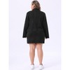 Women's Plus Size 2 Pieces Faux Suede Lapel Open Front Cardigan Jacket and Zipper Front Pockets A Line Skirt Set - Agnes Orinda - 3 of 4