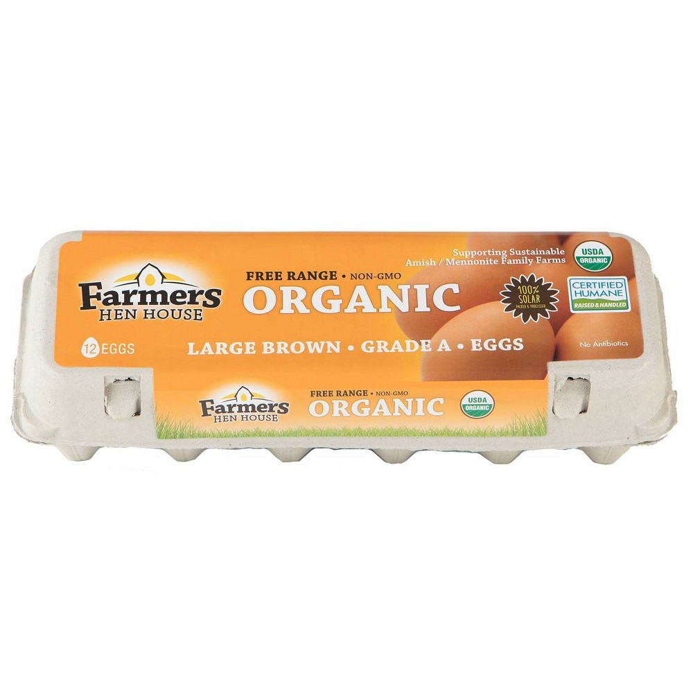 Farmers Hen House Organic Free-Range Large Brown Eggs - 12ct
