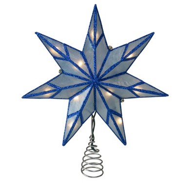 Kurt S. Adler 10" Lighted Blue Star Christmas Tree Topper - Clear Lights