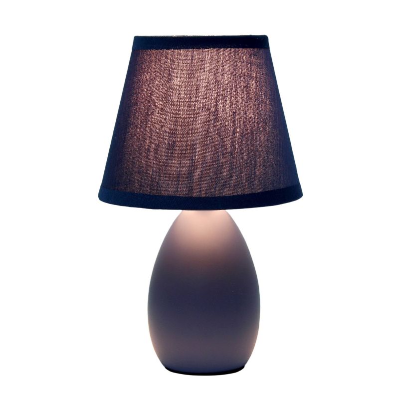 9.45" Petite Ceramic Oblong Bedside Table Desk Lamp with Matching Tapered Drum Shade - Creekwood Home, 2 of 9