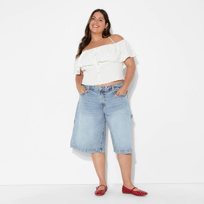 Women's Low-Rise Denim Skater Shorts - Wild Fable™