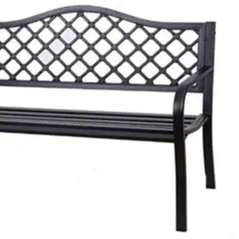 Four Seasons Courtyard Outdoor Park Bench Backyard Garden, Front Porch, or Walking Path Furniture Seating with Powder Coated Steel Frame, Black, 5 of 7